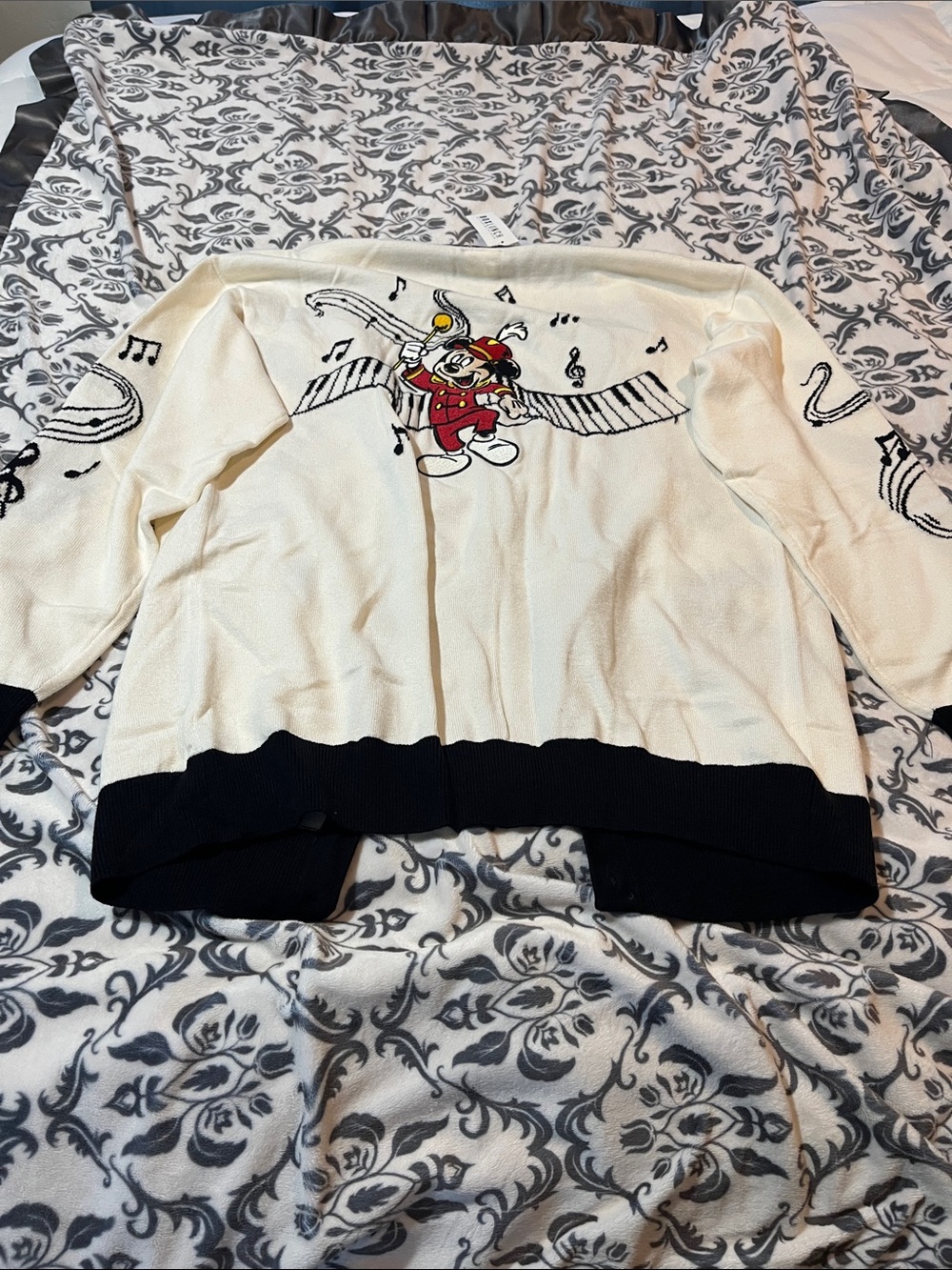 Boxlunch Disney 100 Musical Characters Cream and Black Embroidery Cardigan - Picture 7 of 11